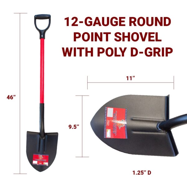 12-Gauge Round Point D-Grip measurements
