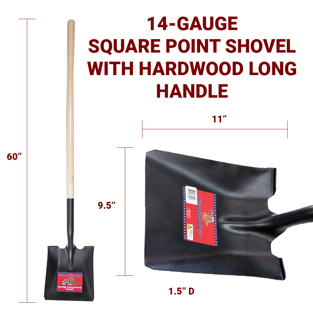14-Gauge Square Point LH 14-Gauge Square Point long handle measurements