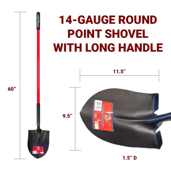 14-Gauge Round Point Shovel with Long Fiberglass Handle dimensions
