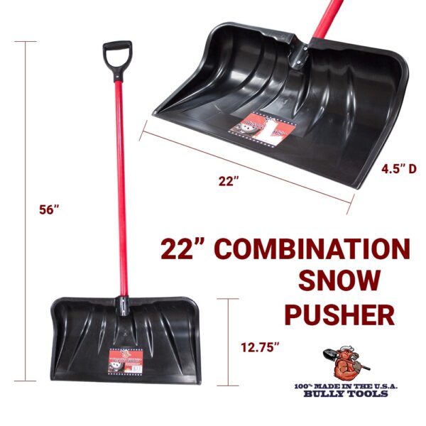 22" Combination Snow Pusher with D-Grip dimensions