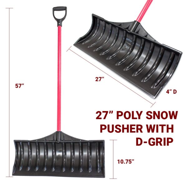 27" Poly Snow Pusher with D-Grip dimensions