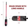 Drain Spade with Long Fiberglass Handle dimensions