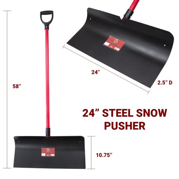 24-Inch Steel Snow Pusher with D-Grip dimensions