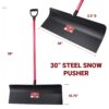 30" Steel Snow Pusher with D-Grip dimensions