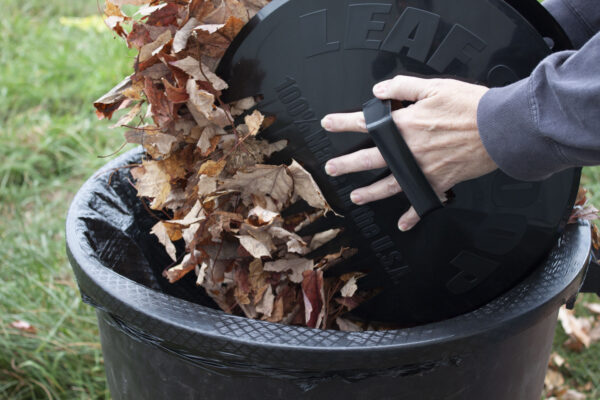 Dumping leaves with Poly Leaf Scoops