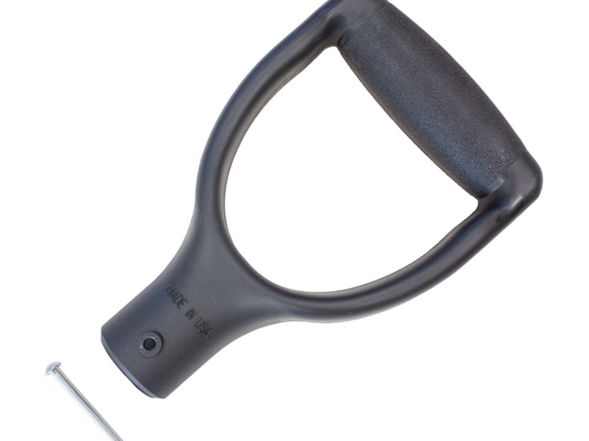 CALIDAKA Shovel D Grip Handle 3.1cm/1.22inch Inside Diameter Metal Shovel Replacement Handle with Wooden Grip Spade Handle for Garden Digging Raking Tool 9.05x4.7inch