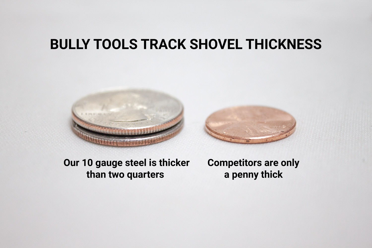 quarters-thick Track shovel thickness comparison