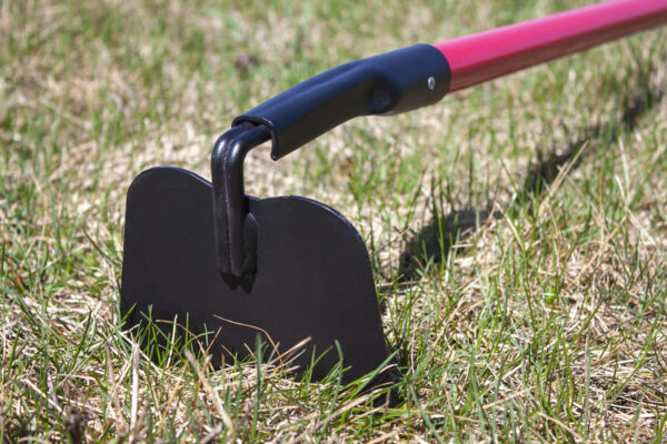 garden hoe posing